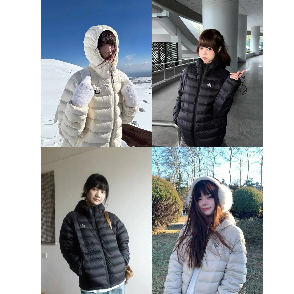 白色排骨羽绒服女短款轻薄连帽2025年冬季新款休闲情侣潮牌面包服