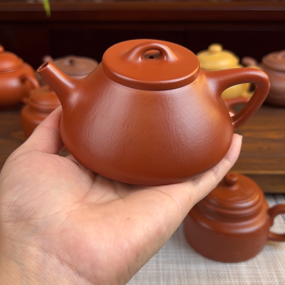 紫砂茶壶朱泥子冶石瓢全手220cc