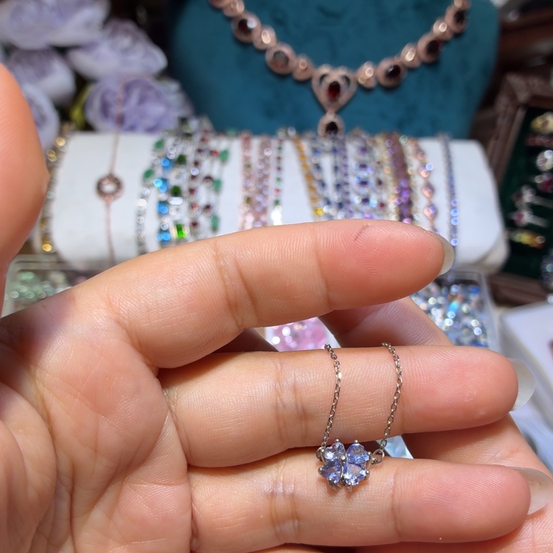 坦桑石银S925镶嵌手链