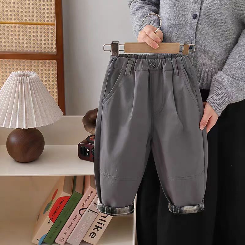 男童裤子春秋款2025新款宝宝棉布水洗休闲长裤中小童宽松工装裤潮
