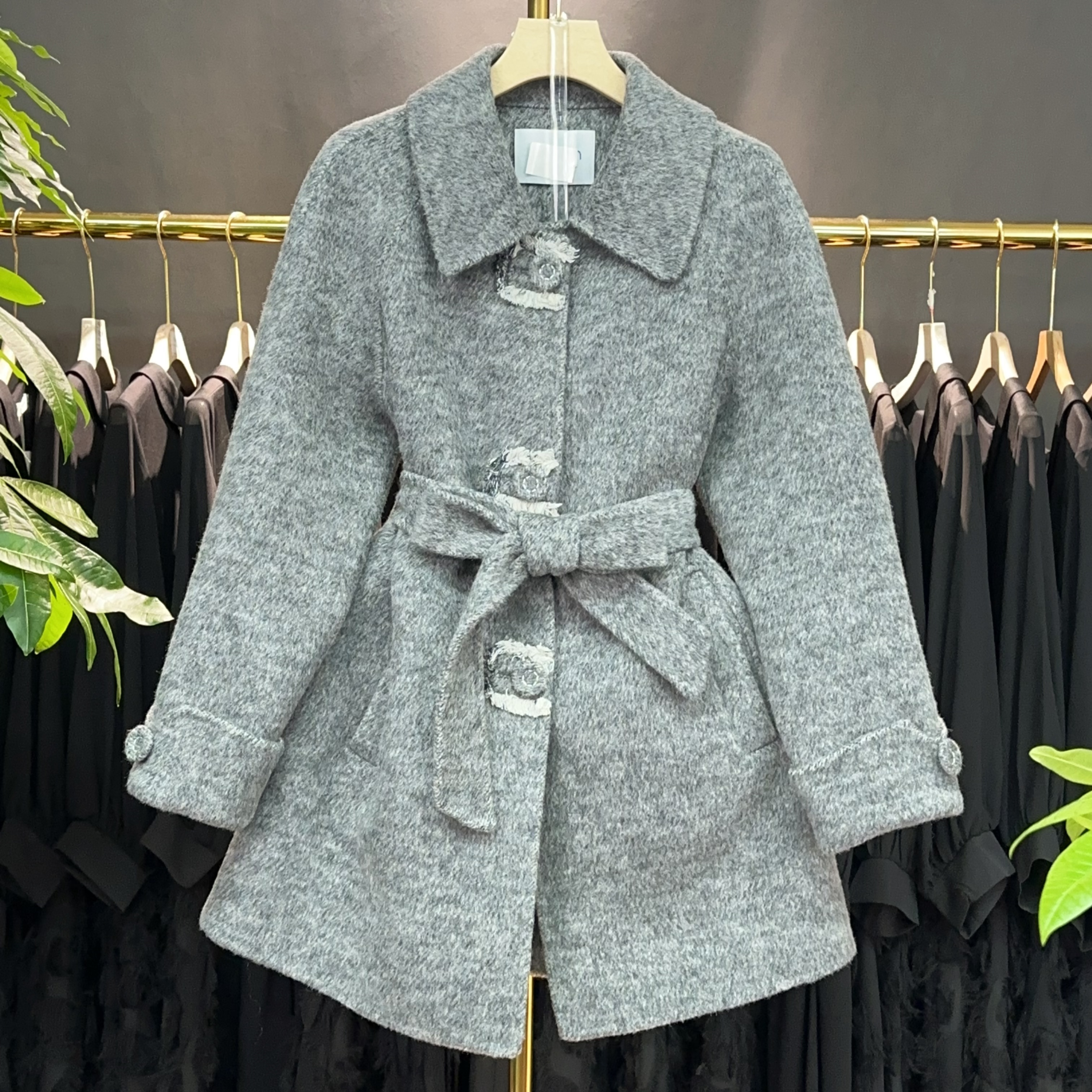 【A9276】毛呢外套女2025秋冬新款时尚休闲设计感毛呢外套