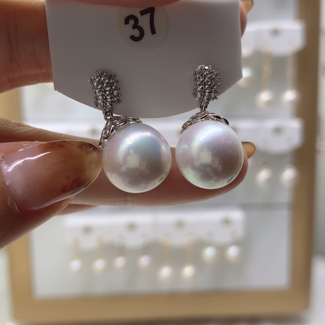 淡水珍珠耳饰银S925镶嵌