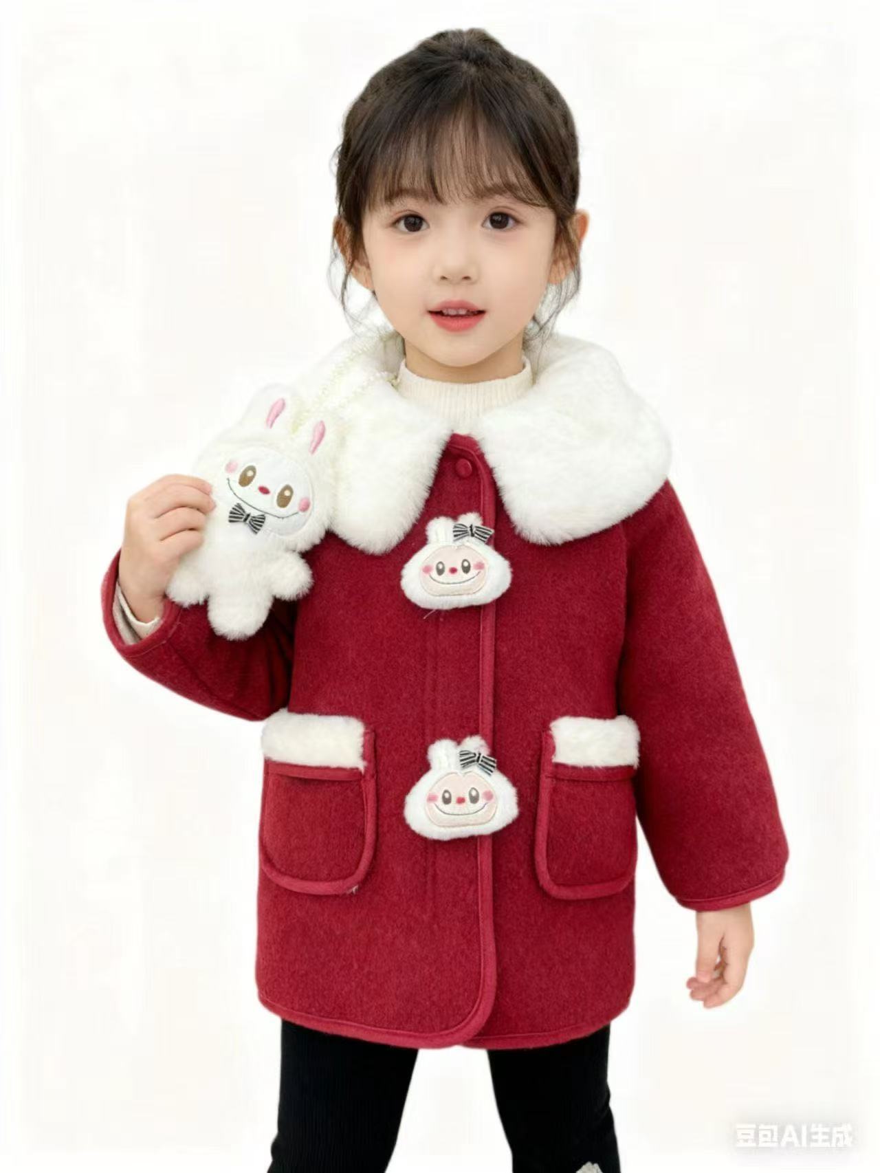 单【437-472】2025女童新款冬款呢子大衣棉袄皮派克裤子毛衣打底衫