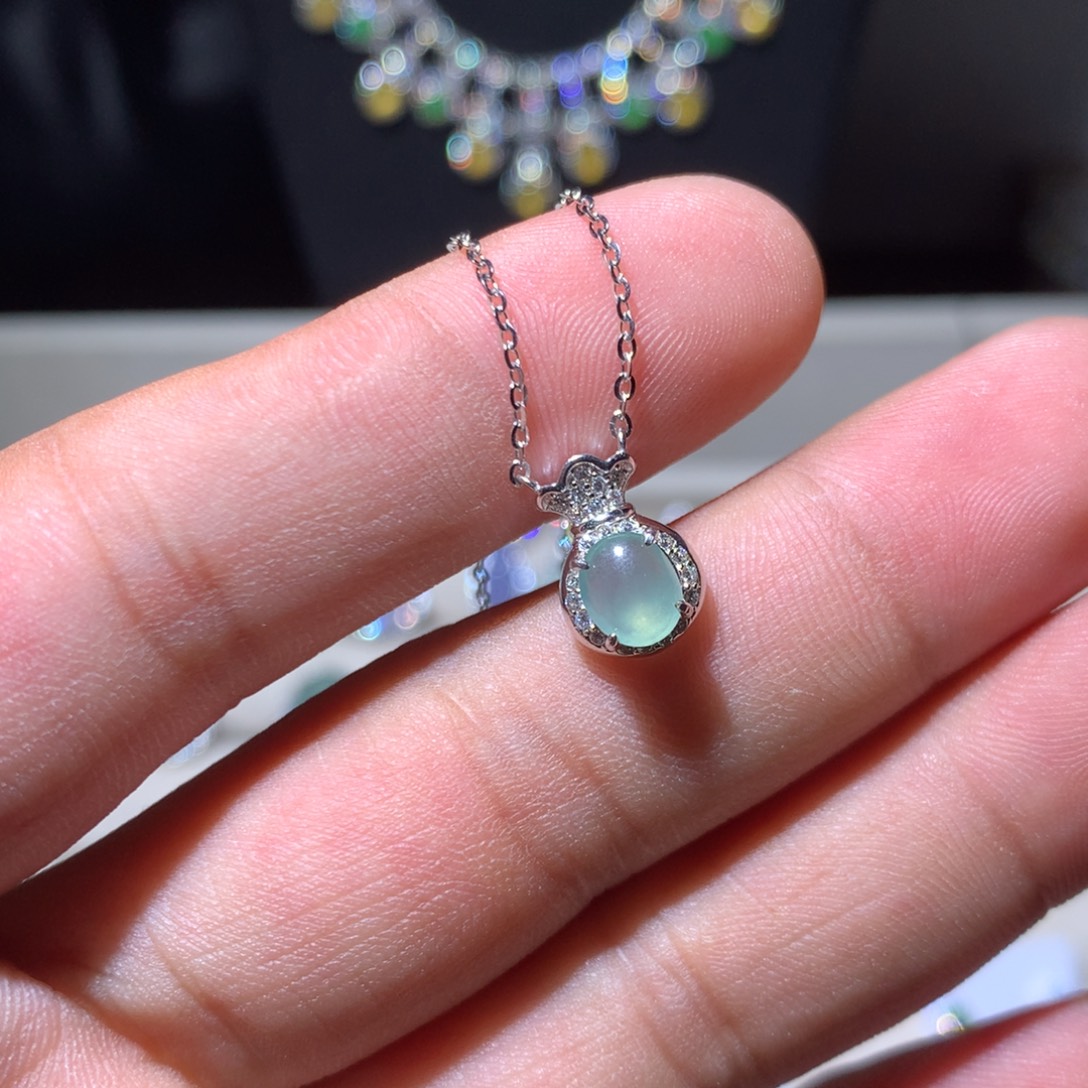 翡翠银S925镶嵌耳饰19