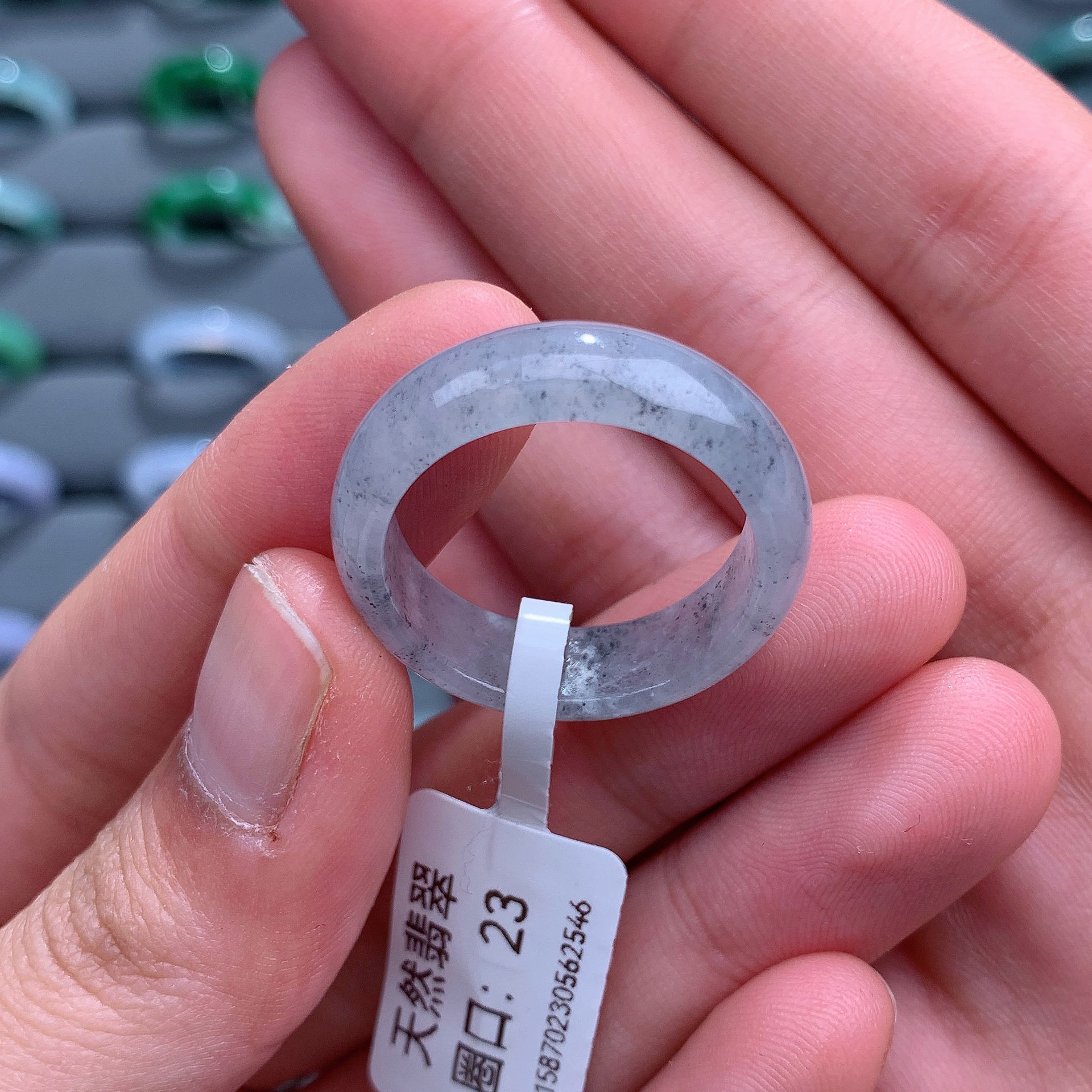 天然缅甸a货翡翠戒指23圈口62546