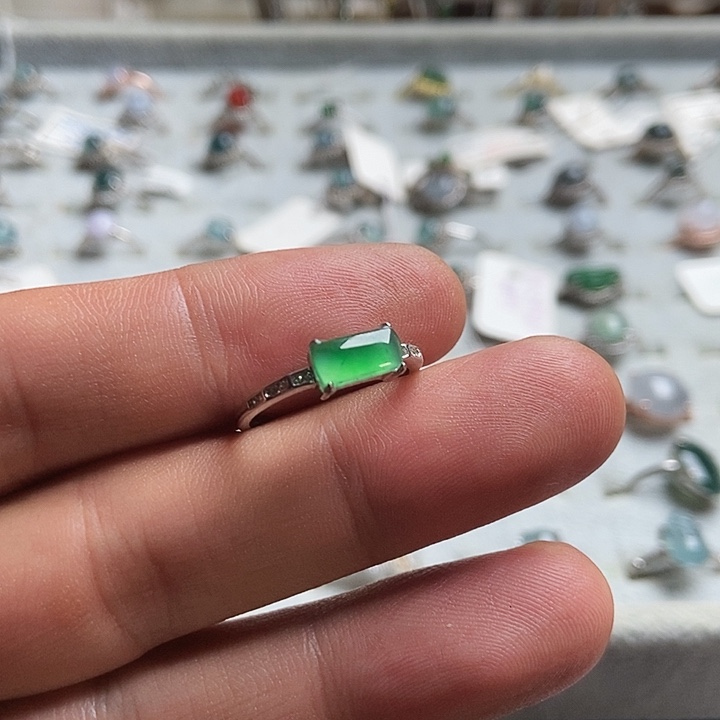 翡翠银S925镶嵌戒指