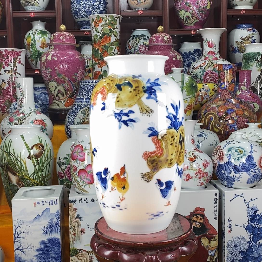 摆件陶景德镇陶瓷冬瓜瓶