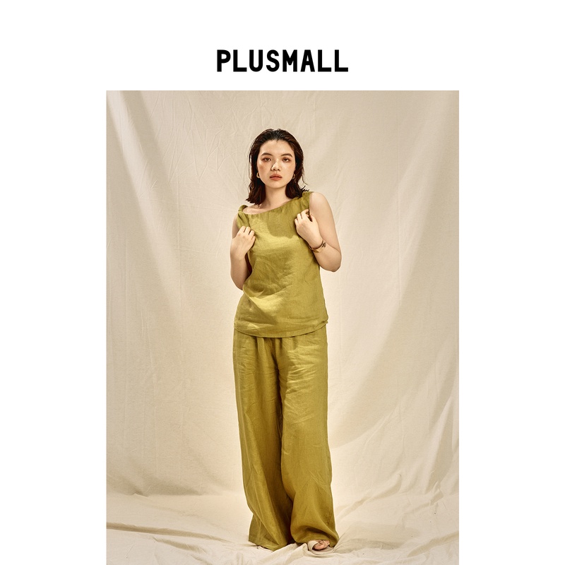 【折扣款】PLUSMALL 云感spa套装 梭织背心阔腿裤套装PLUS2406009AB