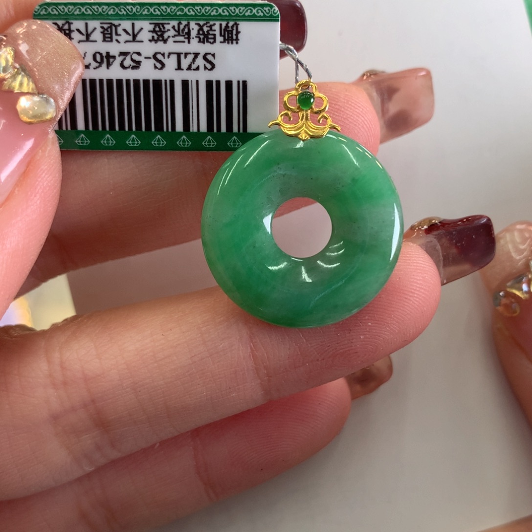 翡翠吊坠(不含链)18K金镶嵌