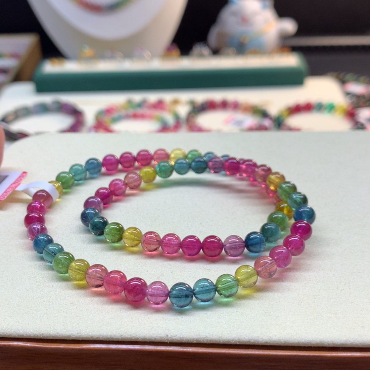 【闪购商品】碧玺手串未镶嵌荧光色标双圈5.6mm