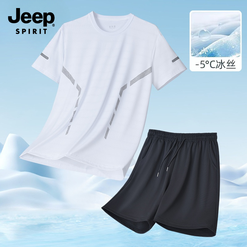 JEEP SPIRIT吉普新款夏季宽松运动休闲套装时尚潮流百搭两件套女