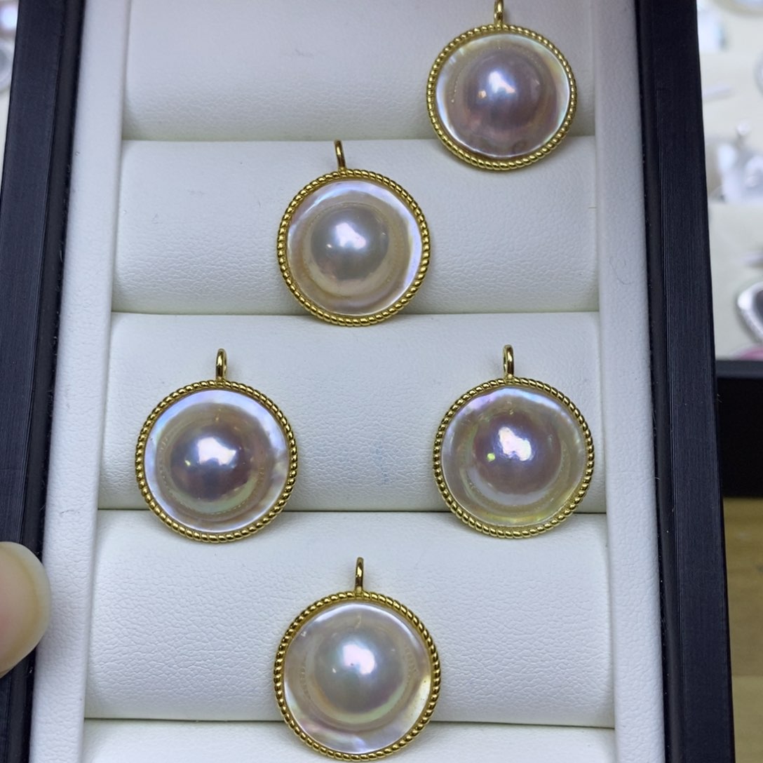 拼合珍珠（马贝珠）吊坠(不含链)银S925镶嵌多样发一