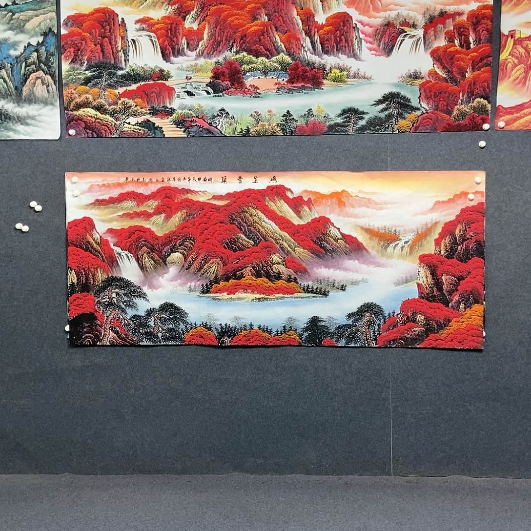 国画小八尺山水一副