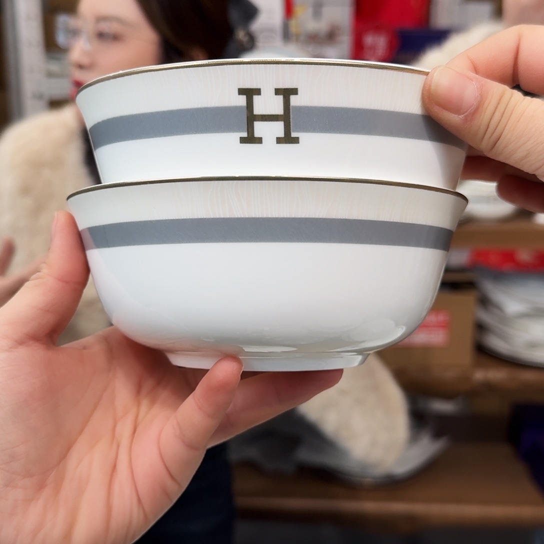 骨瓷高骨6英寸饭碗15cm2个外贸骨瓷