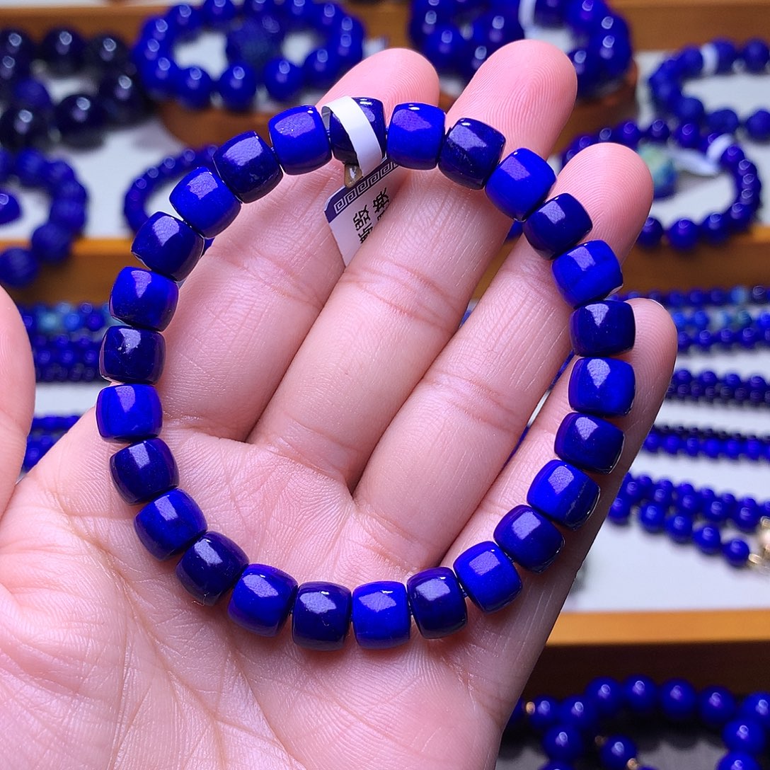 青金石未镶嵌手串8.3m高品精工直切老型2171