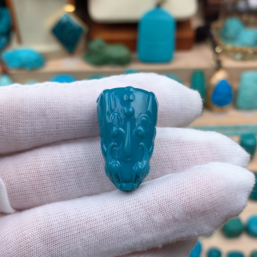 绿松石未镶嵌三通卡16.5