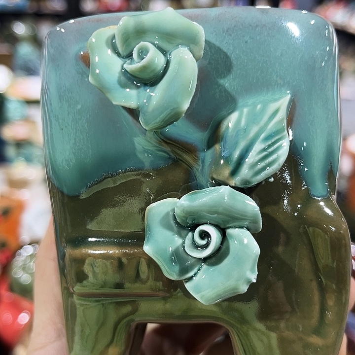 瓷片花盆多肉植物艺术品