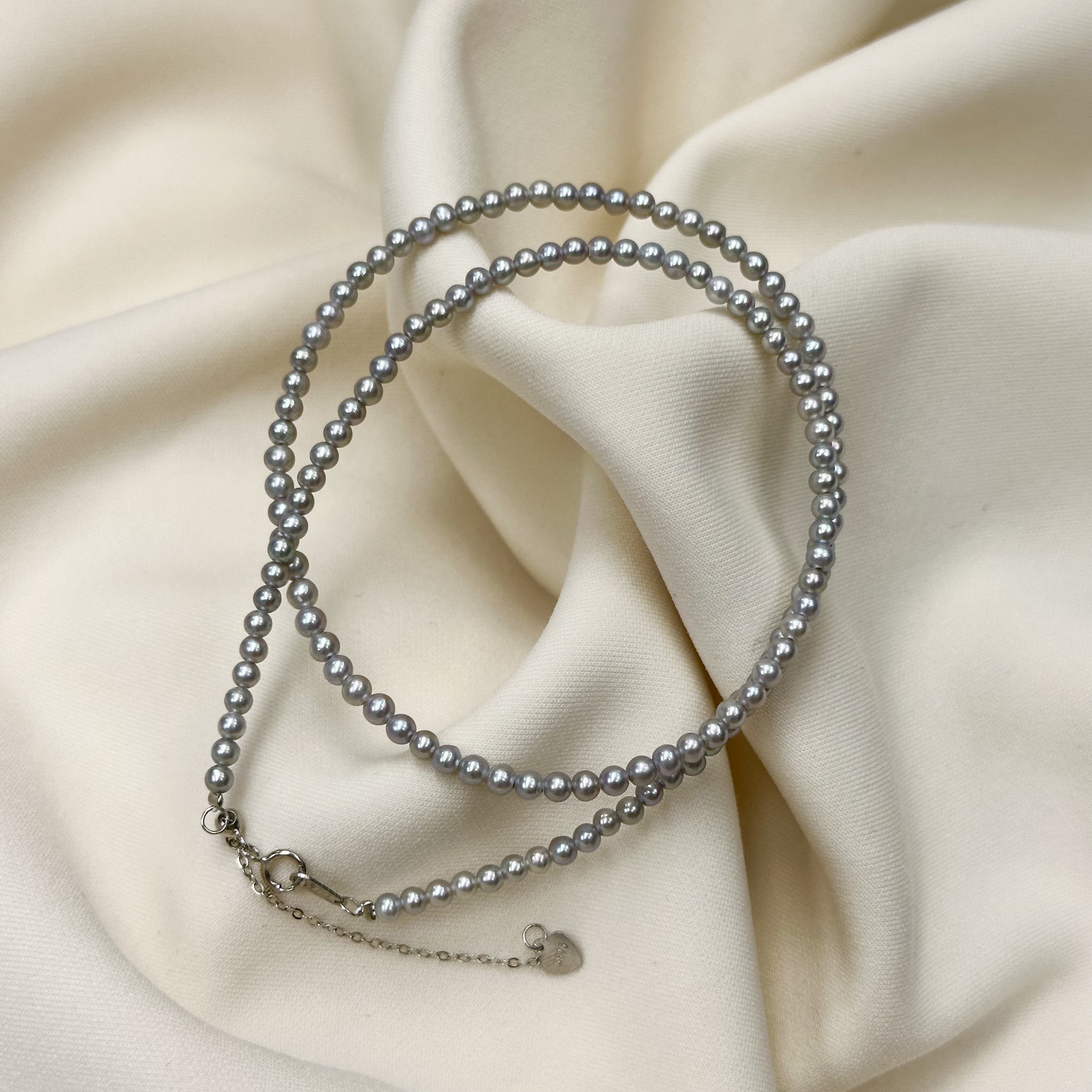 TX259【卷王蓝精铃】天然淡水珍珠稀有色小米珠满串3-5mm非基地发