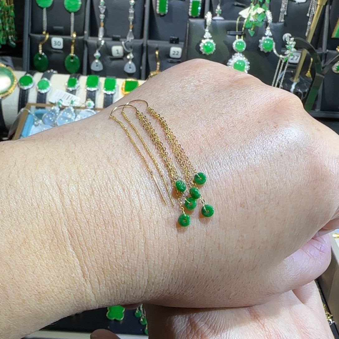 翡翠18K金镶嵌颈饰耳线