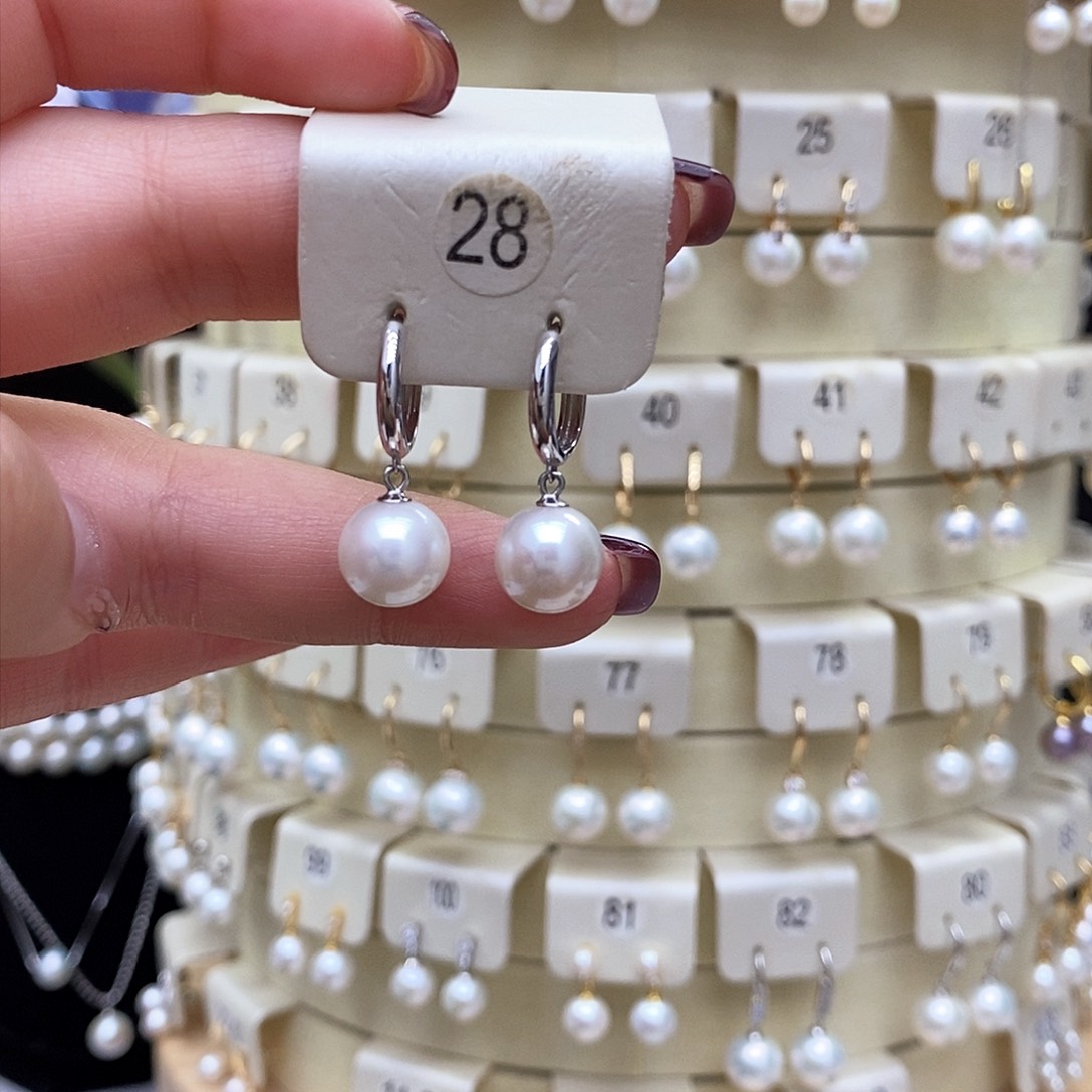 淡水珍珠耳饰银S925镶嵌