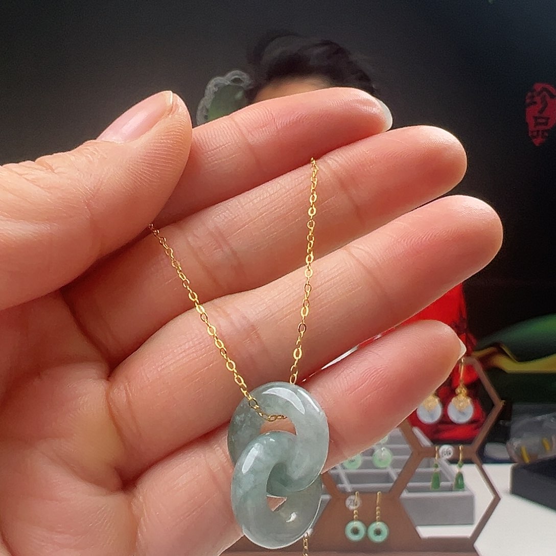 银S925镶嵌翡翠耳饰春*