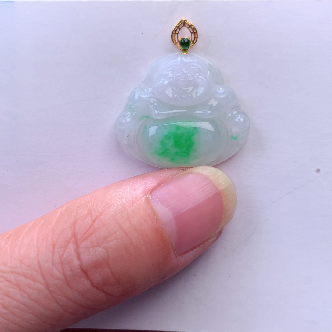 翡翠吊坠(不含链)18K金镶嵌