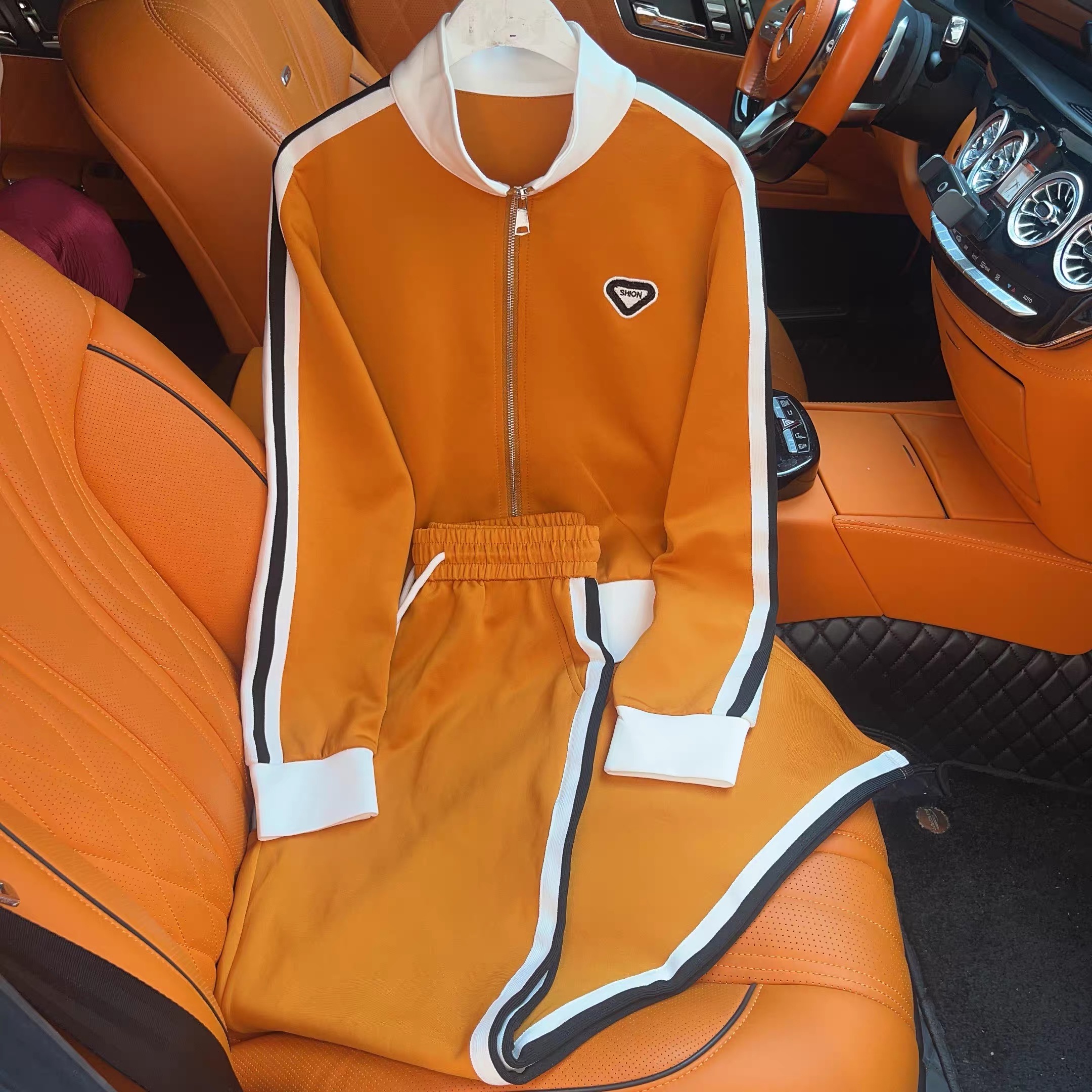 时尚套装开衫春季宽松短外套卫衣女装拼接立领撞色