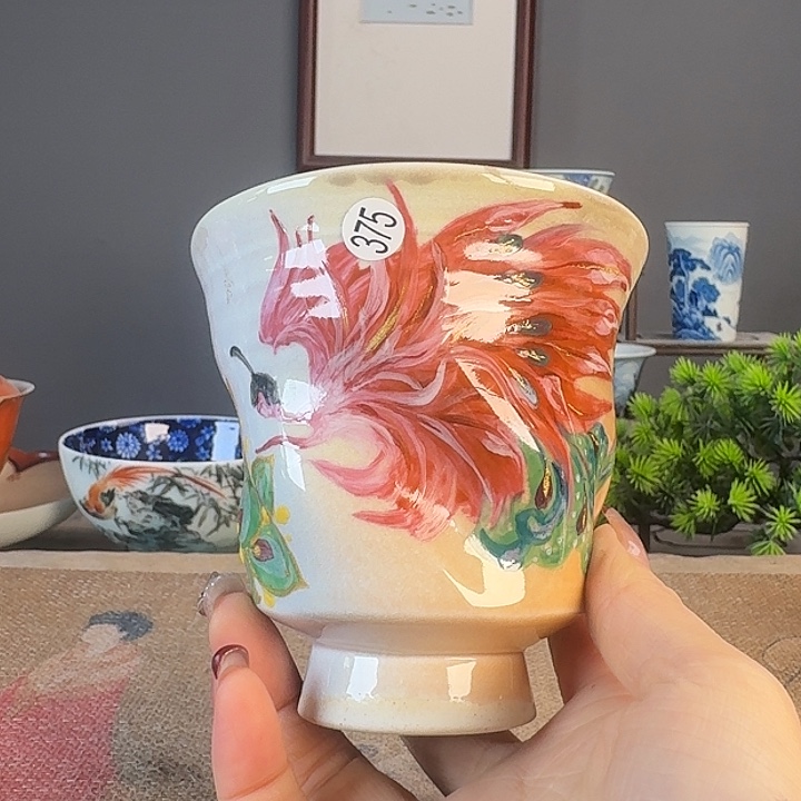 摆件景德柴烧多人茶杯