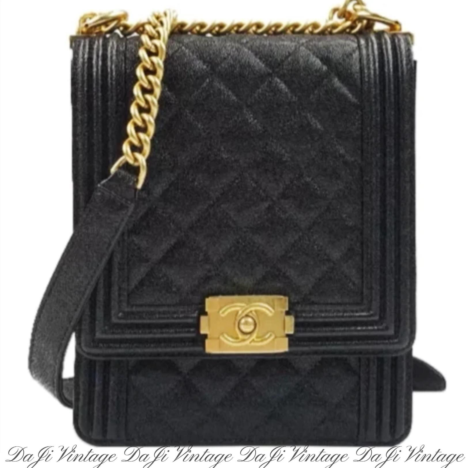 95新 Chanel/香奈儿 大吉中古3/CHANEL香奈儿黑金竖版leboy斜挎包