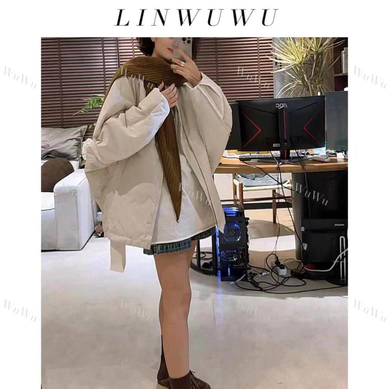 【五五定制】2025新款—秋冬时尚休闲圆领长袖纯色宽松棉服25859