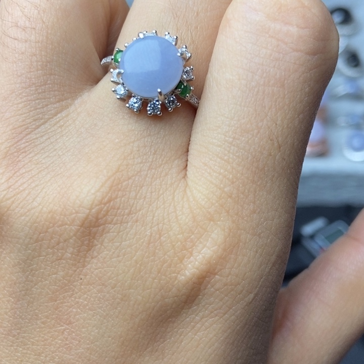 翡翠戒指银S925镶嵌戒指