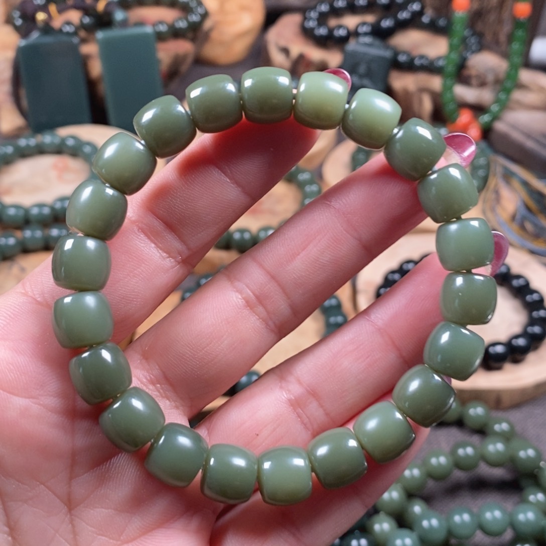 和田玉（青玉）手链未镶嵌