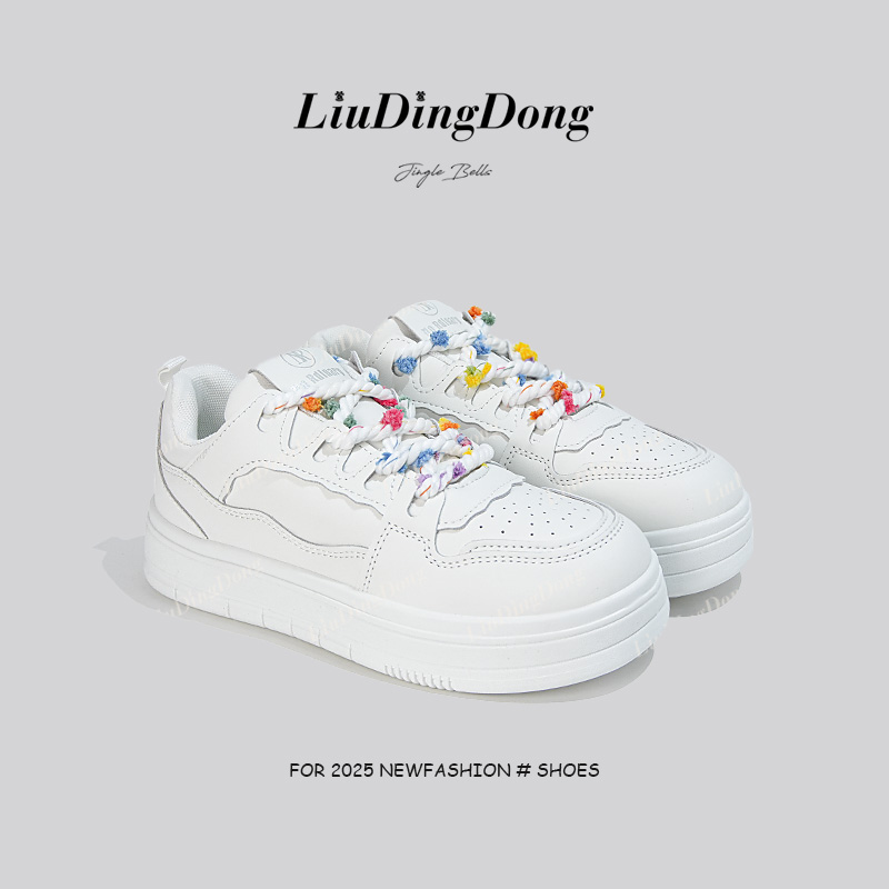【刘叮咚女鞋】春季纯色板鞋圆头时尚休闲鞋厚底运动鞋韩版秋季夏季