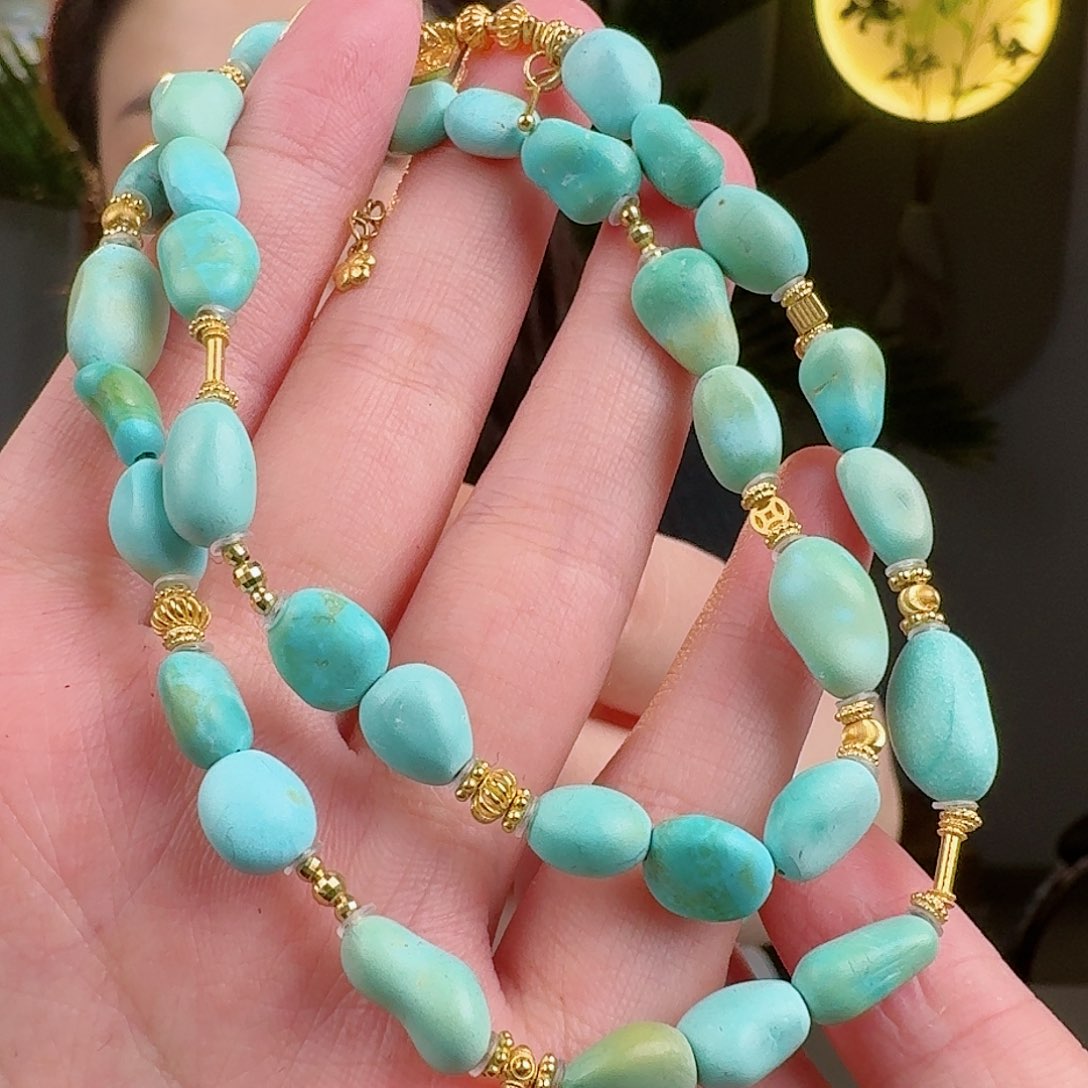 绿松石珠宝奇石18K金镶嵌