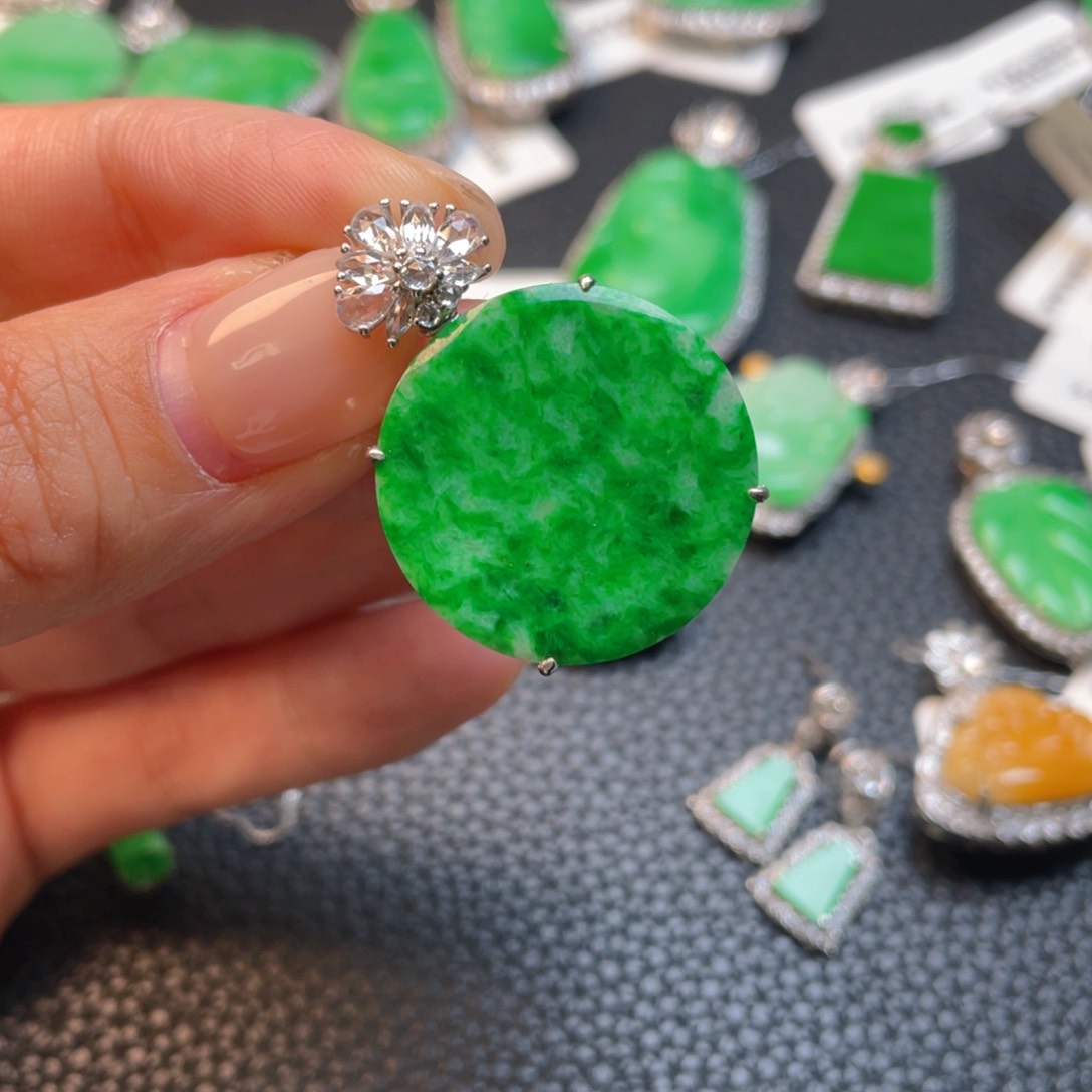 翡翠银S925镶嵌吊坠(不含链)