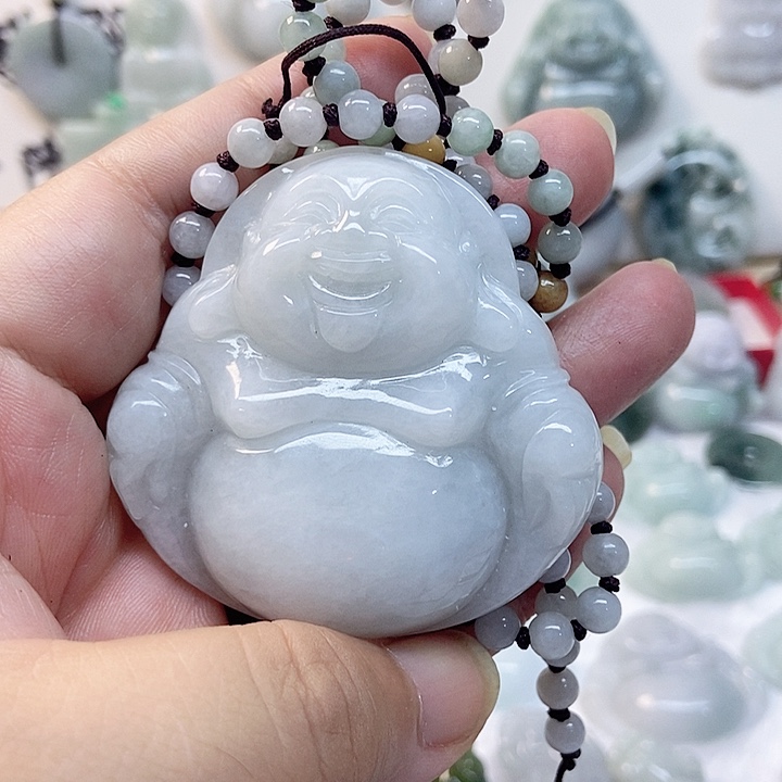 颈饰未镶嵌翡翠佛公加珠链