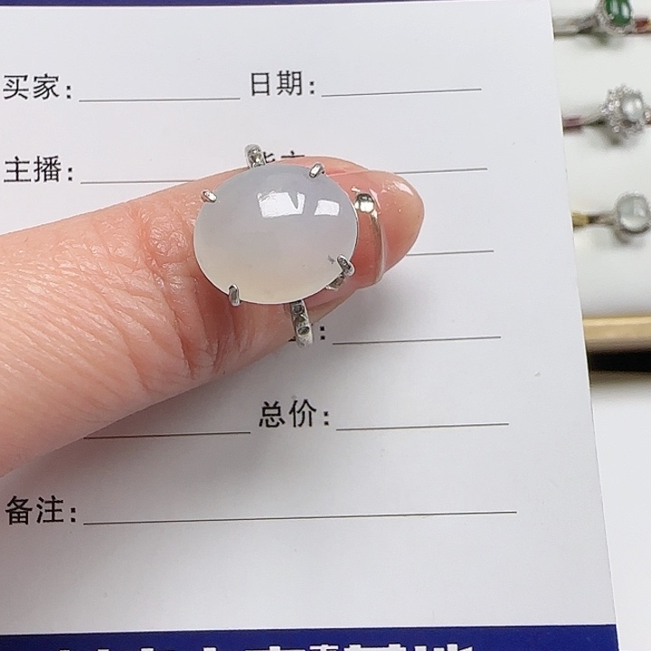 翡翠戒指银S925镶嵌缅甸a货翡翠戒指s925银镶666