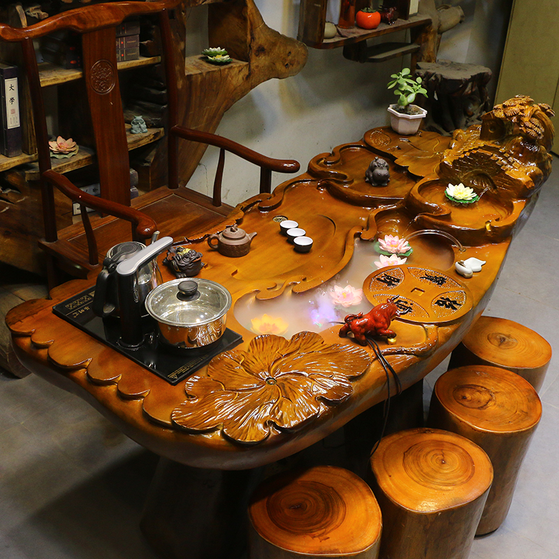 楠木根雕茶台整体树根茶桌椅组合茶几家具树头家用MH10752