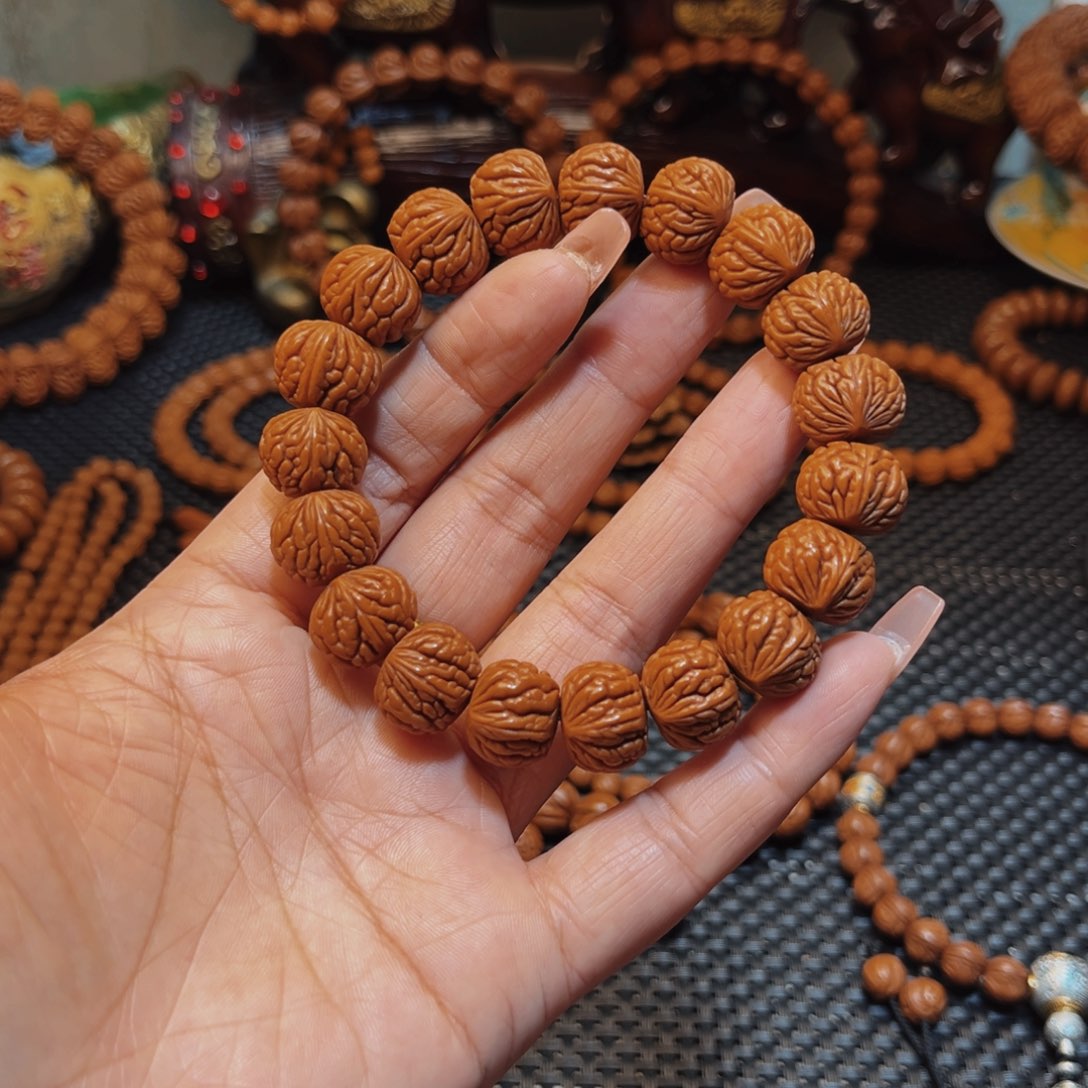 手串桃核15野生籽红皮荔枝