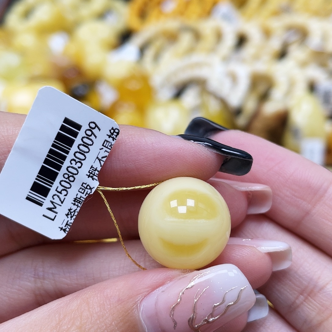 琥珀未镶嵌裸石16.6mm圆珠蜜蜡