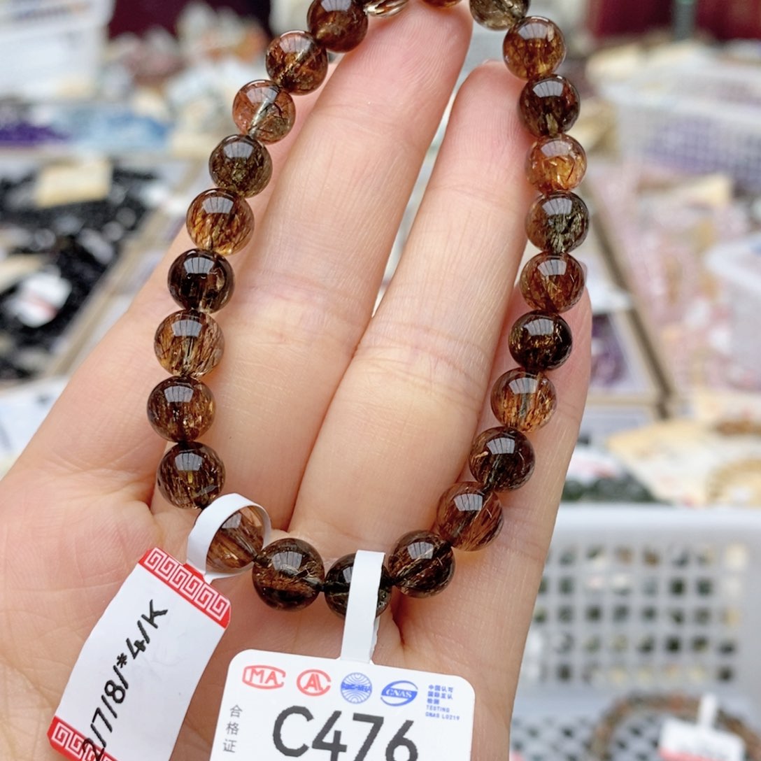 水晶手链未镶嵌C476 黑金超 7m+