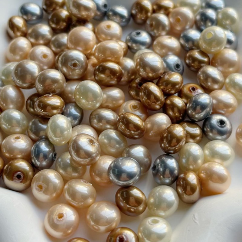 仿贝10MM/12MM平底面包珠仿珍珠手工diy饰品配件鞋服辅料发饰耳环