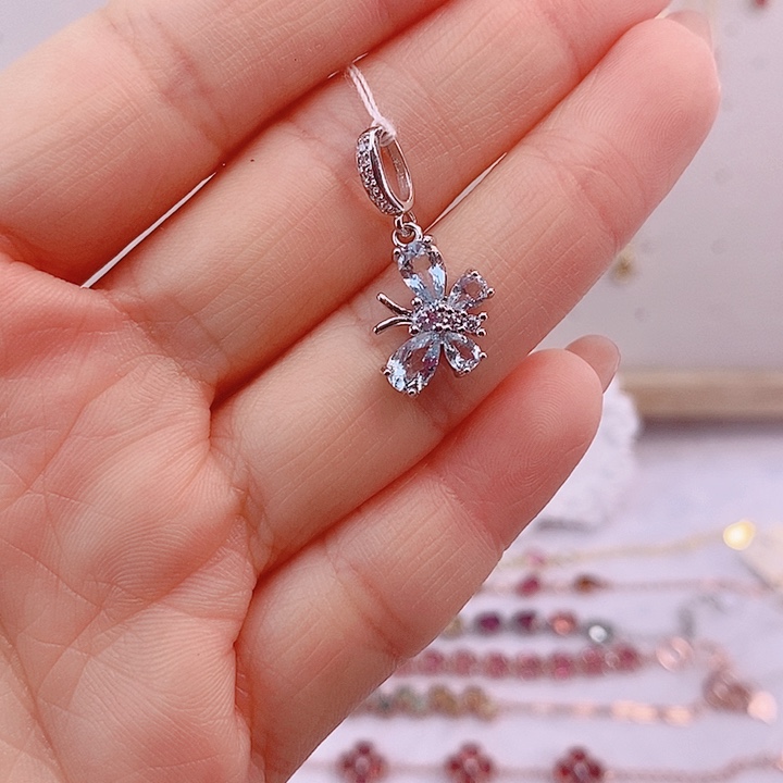 海蓝宝石颈饰银S925镶嵌