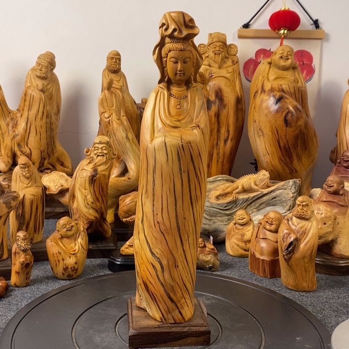 柏木（崖柏）崖柏观音摆件根雕工艺品