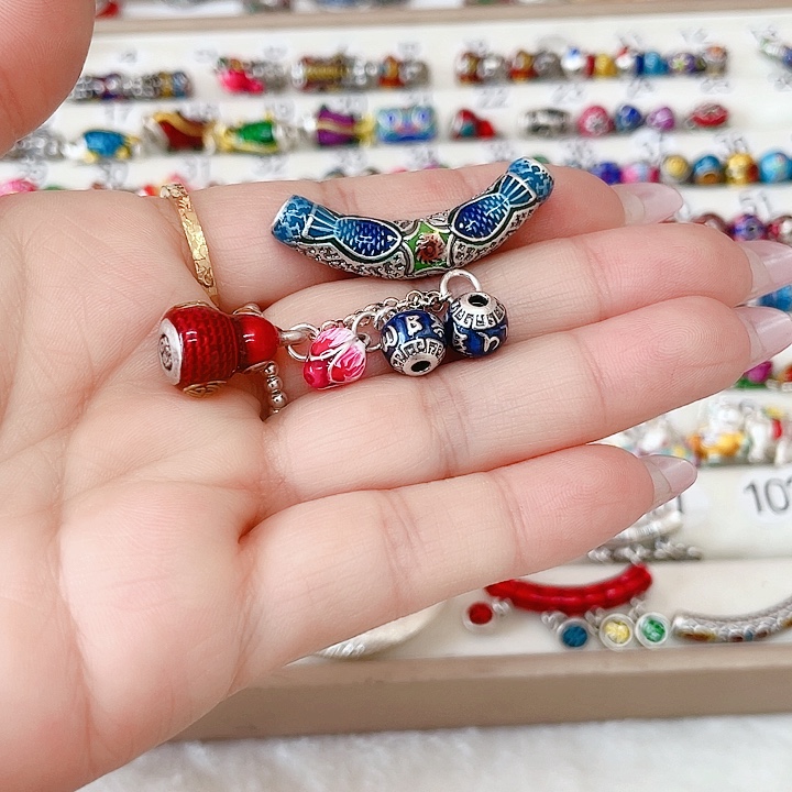 欧***香足银珐琅珐琅彩足银配件