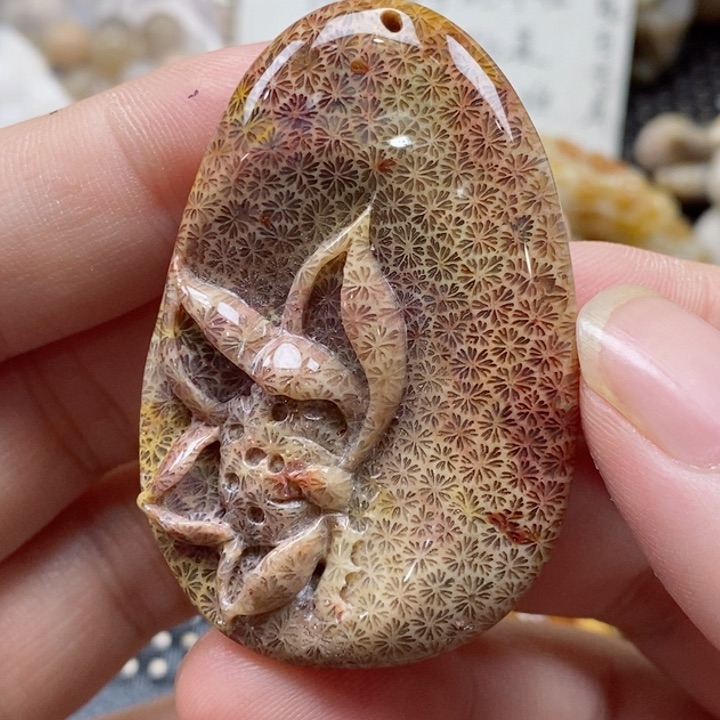 硅化珊瑚（珊瑚玉）颈饰未镶嵌