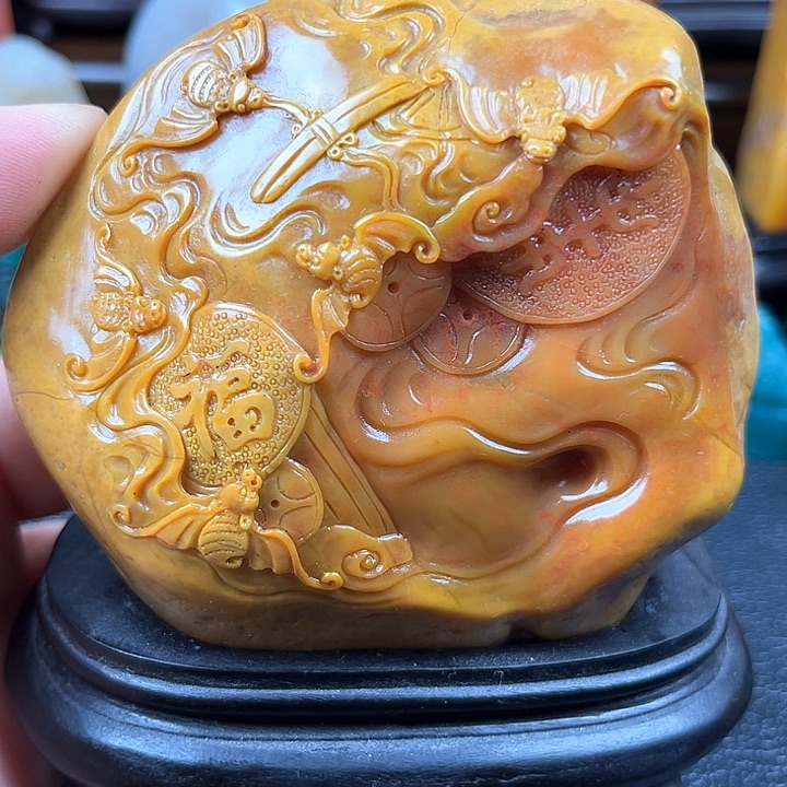 田黄石田黄石摆件 五福临门