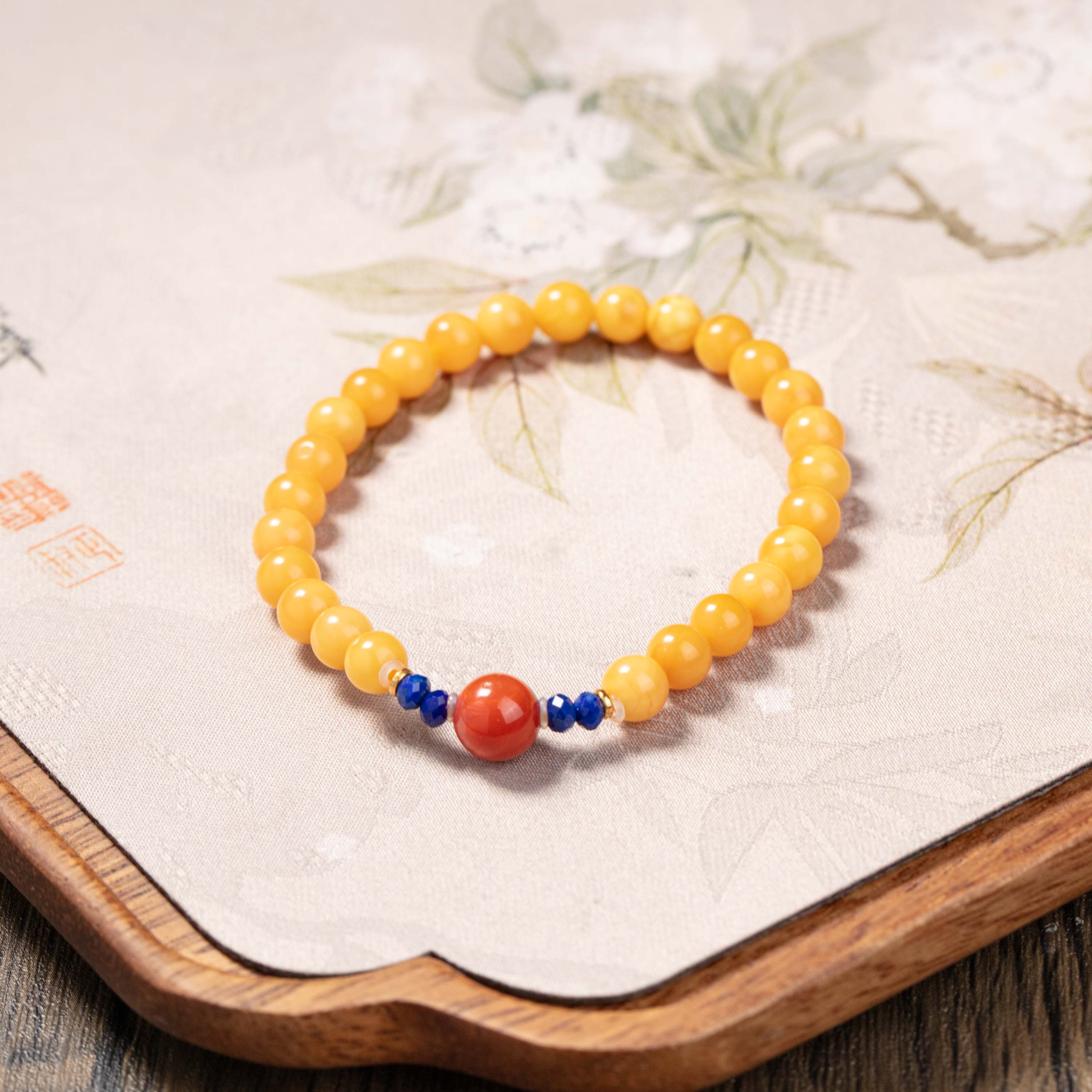蜜蜡红花蜡圆珠DIY手串多样性发一#B1590883