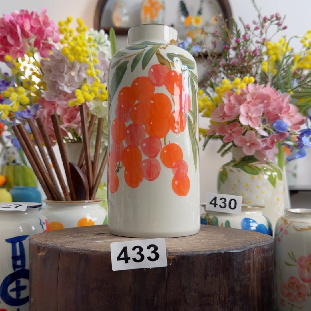 摆件景德镇纯手绘陶瓷小花瓶摆件无孔