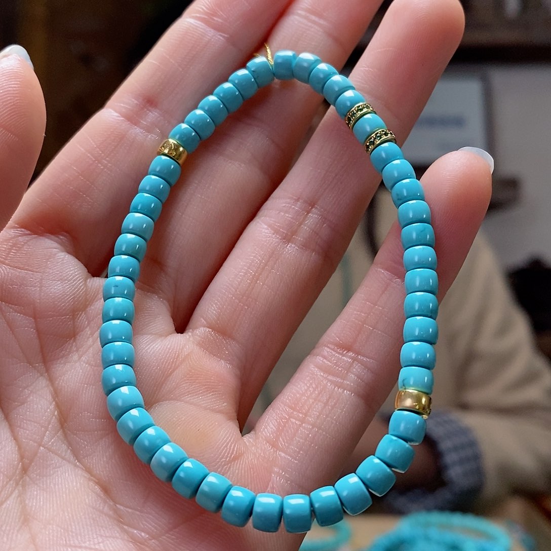 绿松石珠宝奇石18K金镶嵌